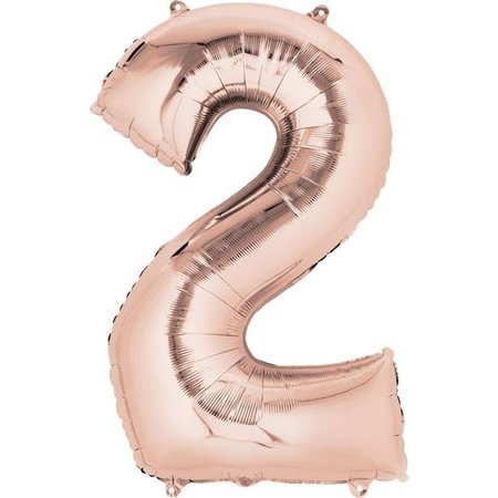 ANAGRAM Anagram 87798 33 in. Rose Gold Number 2 Super Shape Foil Balloon 87798